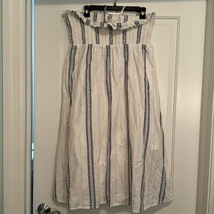 White Strapless Smocked Dress